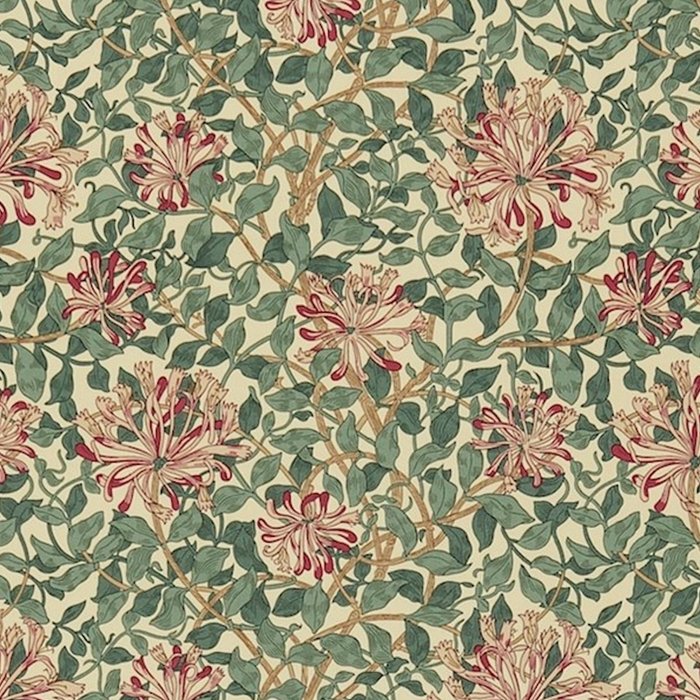 William Morris Vintage Honeysuckle Green Pink Coffee Mug Gallery Image 2