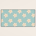 White and turquoise plumeria flowers pattern Desk Mat Gallery Image 3