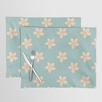 White and turquoise plumeria flowers pattern Placemat Gallery Image 1