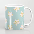 White and turquoise plumeria flowers pattern Coffee Mug Gallery Image 1