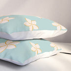 White and turquoise plumeria flowers pattern Pillow Sham Gallery Image 3