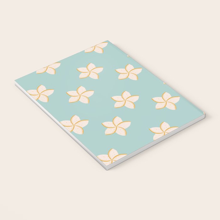 White and turquoise plumeria flowers pattern Notebook Gallery Image 3