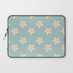 White and turquoise plumeria flowers pattern Laptop Sleeve Gallery Image 1