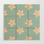 White and turquoise plumeria flowers pattern Wood Wall Art Gallery Image 1