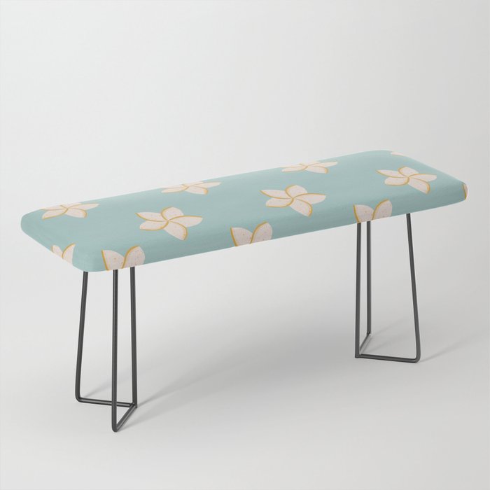 White and turquoise plumeria flowers pattern Bench Gallery Image 1