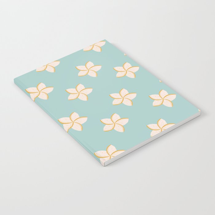 White and turquoise plumeria flowers pattern Notebook Gallery Image 1
