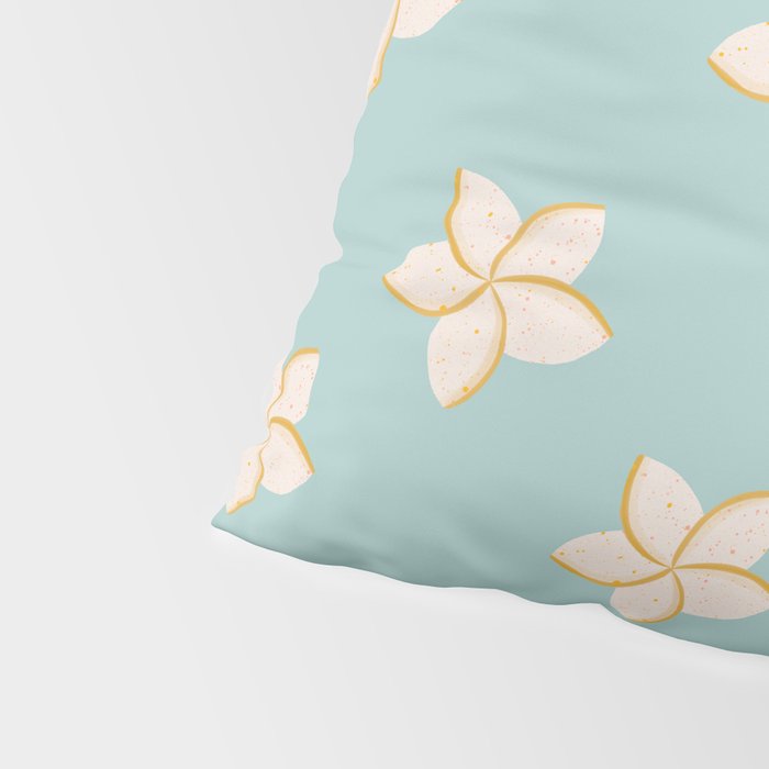 White and turquoise plumeria flowers pattern Pillow Sham Gallery Image 4