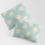 White and turquoise plumeria flowers pattern Pillow Sham Gallery Image 3