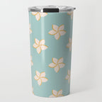 White and turquoise plumeria flowers pattern Travel Mug Gallery Image 1
