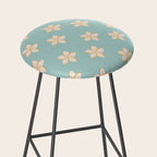 White and turquoise plumeria flowers pattern Stool Gallery Image 2