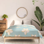 White and turquoise plumeria flowers pattern Comforter Gallery Image 3