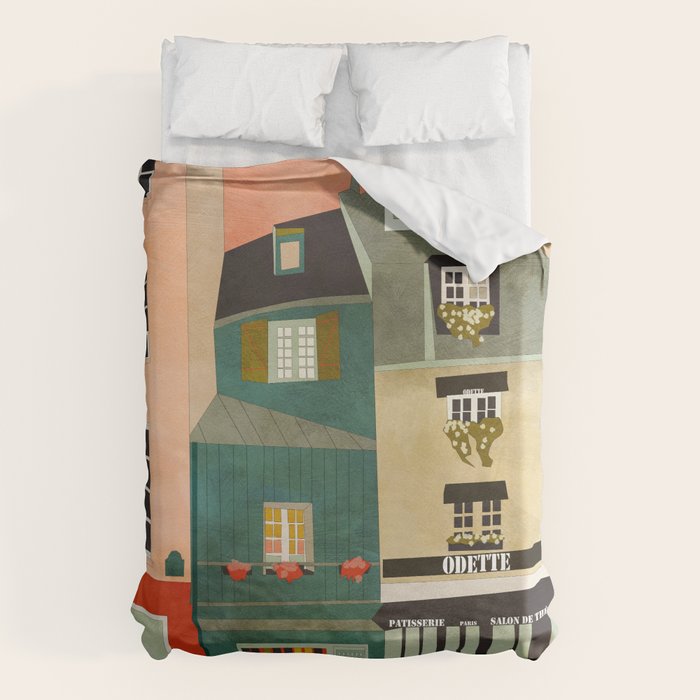 paris 2 travel europe france houses Duvet Cover Gallery Image 1