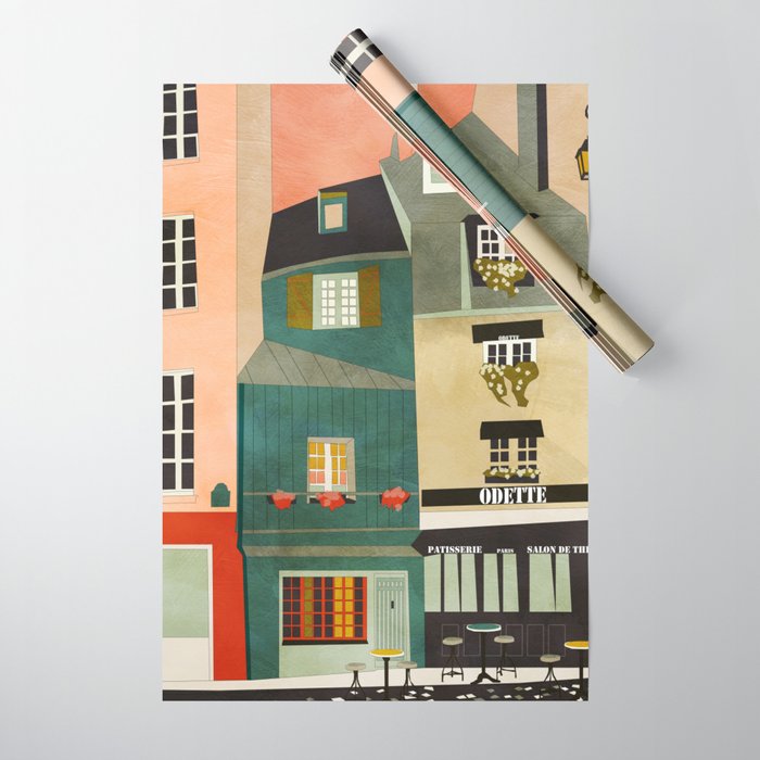 paris 2 travel europe france houses Wrapping Paper Gallery Image 1