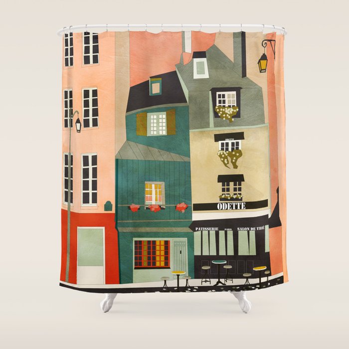paris 2 travel europe france houses Shower Curtain Gallery Image 1