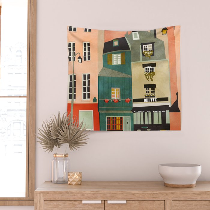 paris 2 travel europe france houses Wall Tapestry Gallery Image 2