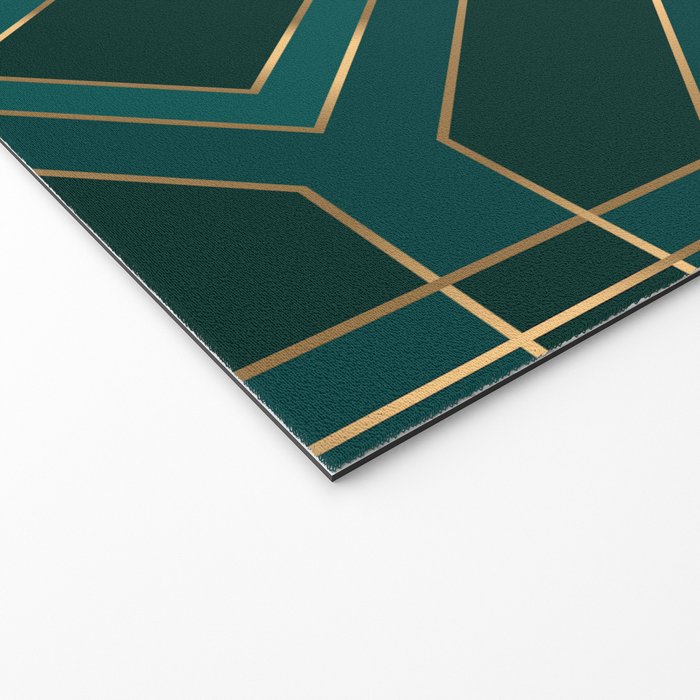 Art Deco Emerald Green & Gold Geometric Pattern Welcome Mat Gallery Image 2