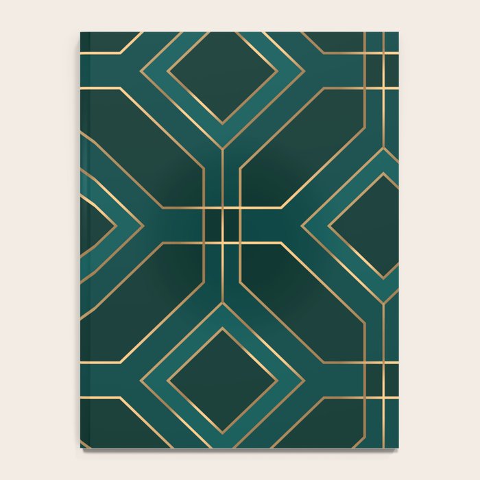 Art Deco Emerald Green & Gold Geometric Pattern Notebook Gallery Image 4