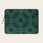 Art Deco Emerald Green & Gold Geometric Pattern Laptop Sleeve Gallery Image 1