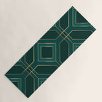 Art Deco Emerald Green & Gold Geometric Pattern Yoga Mat Gallery Image 1