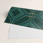 Art Deco Emerald Green & Gold Geometric Pattern Wrapping Paper Gallery Image 2