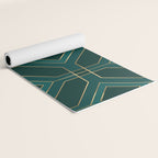 Art Deco Emerald Green & Gold Geometric Pattern Yoga Mat Gallery Image 2