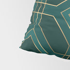 Art Deco Emerald Green & Gold Geometric Pattern Pillow Sham Gallery Image 4