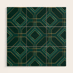 Art Deco Emerald Green & Gold Geometric Pattern Wood Wall Art Gallery Image 1