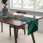 Art Deco Emerald Green & Gold Geometric Pattern Table Runner Gallery Image 2
