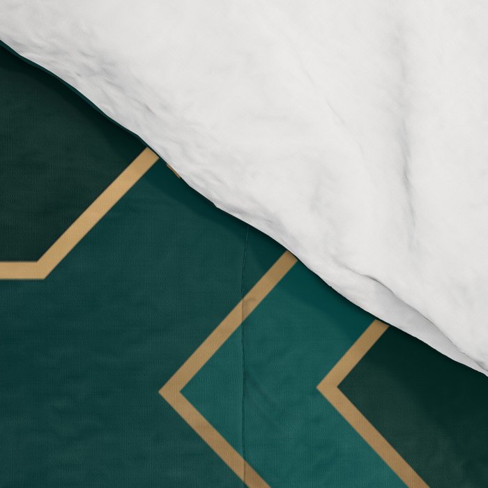 Art Deco Emerald Green & Gold Geometric Pattern Comforter Gallery Image 4