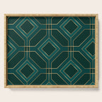 Art Deco Emerald Green & Gold Geometric Pattern Serving Tray Gallery Image 1