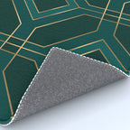 Art Deco Emerald Green & Gold Geometric Pattern Rug Gallery Image 4