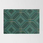 Art Deco Emerald Green & Gold Geometric Pattern Rug Gallery Image 2