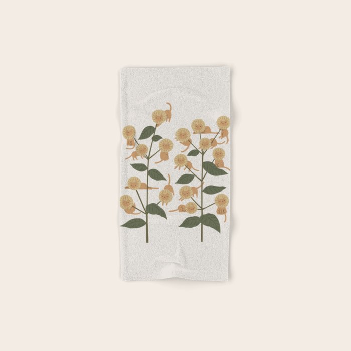 Cat and Plant 7B Bath Towel Gallery Image 1