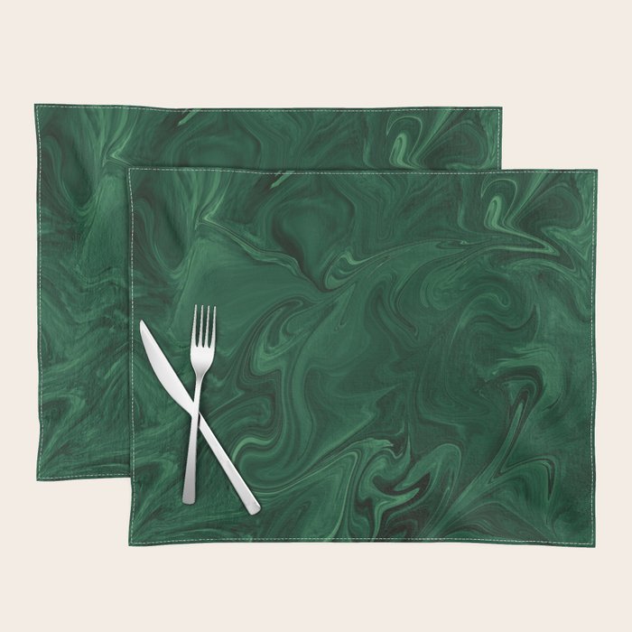 Modern Cotemporary Emerald Green Abstract Placemat Gallery Image 1