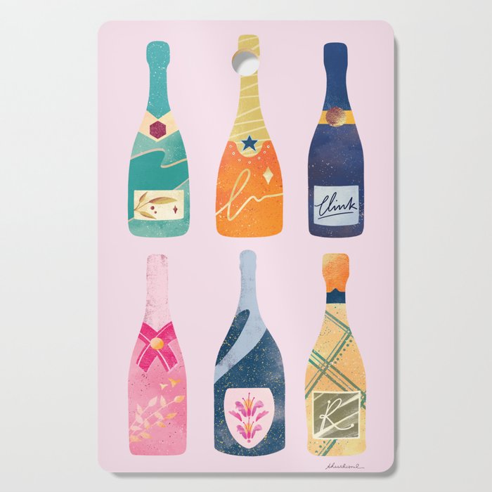 Champagne Bottles - Pink Ver. Cutting Board Gallery Image 1