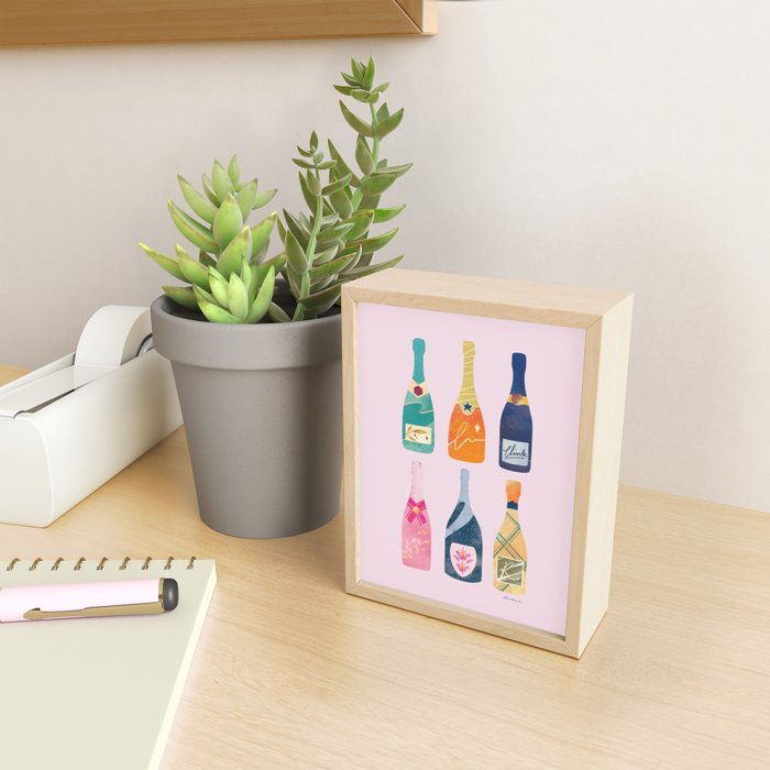 Champagne Bottles - Pink Ver. Mini Art Print Gallery Image 2