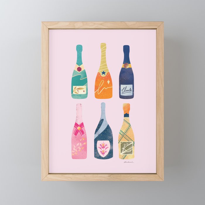 Champagne Bottles - Pink Ver. Mini Art Print Gallery Image 1