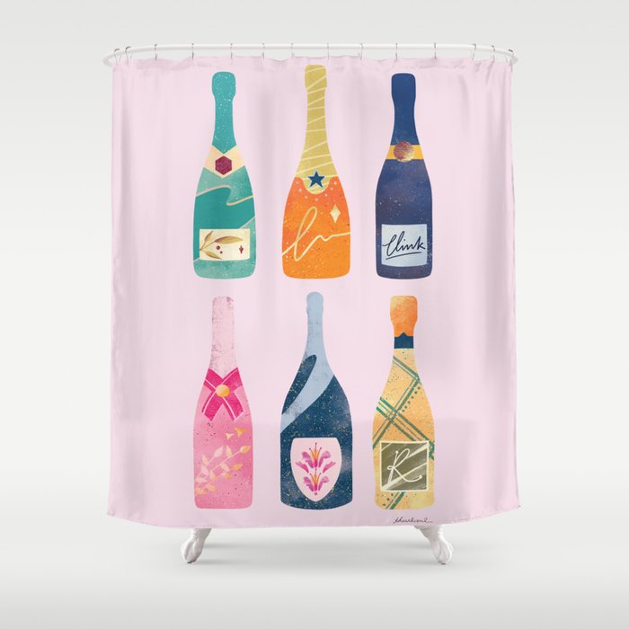 Champagne Bottles - Pink Ver. Shower Curtain Gallery Image 1