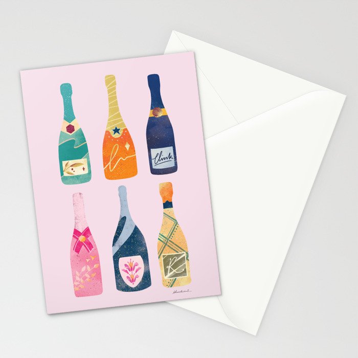 Champagne Bottles - Pink Ver. Stationery Card Gallery Image 2