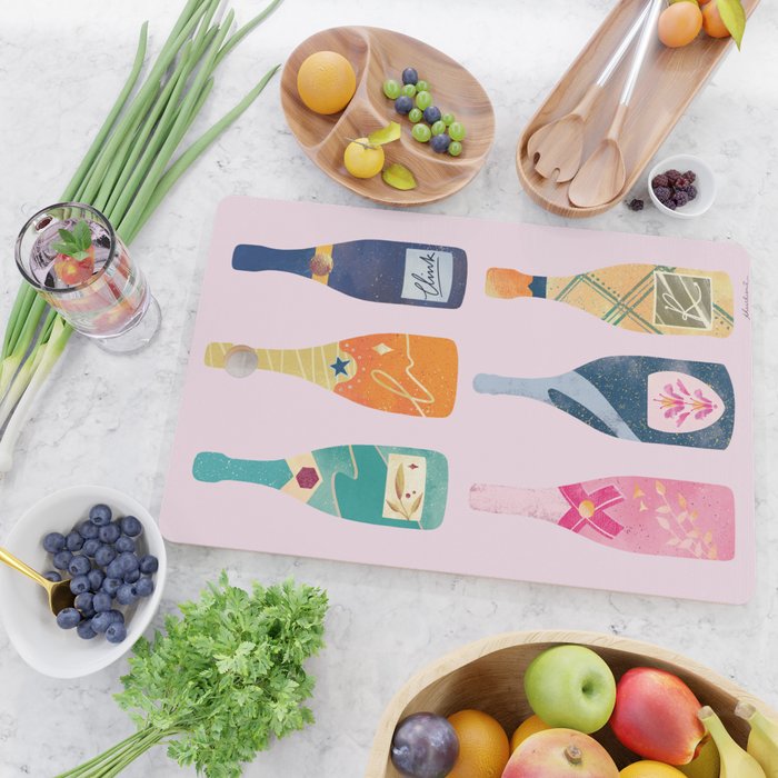 Champagne Bottles - Pink Ver. Cutting Board Gallery Image 2
