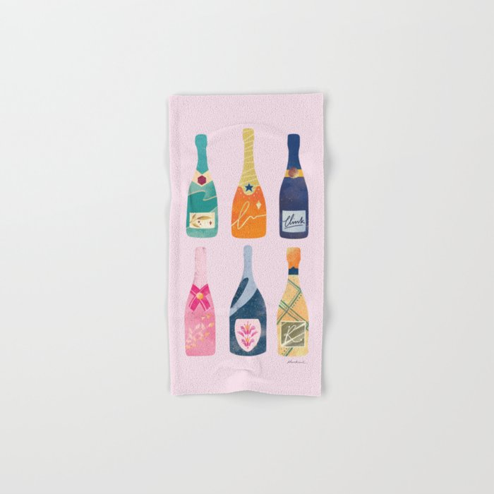 Champagne Bottles - Pink Ver. Bath Towel Gallery Image 1