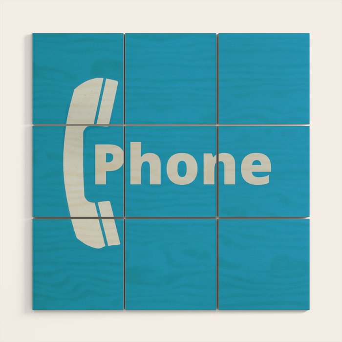 Vintage Pay Phone Booth Old School Retro Telephone Blue Sign Wood Wall Art Gallery Image 1