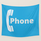 Vintage Pay Phone Booth Old School Retro Telephone Blue Sign Wall Tapestry Gallery Image 4