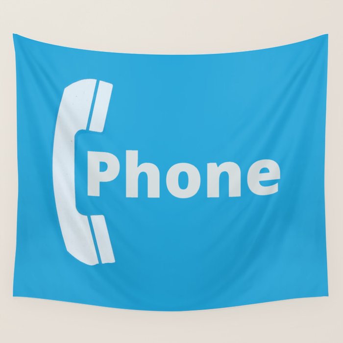 Vintage Pay Phone Booth Old School Retro Telephone Blue Sign Wall Tapestry Gallery Image 4