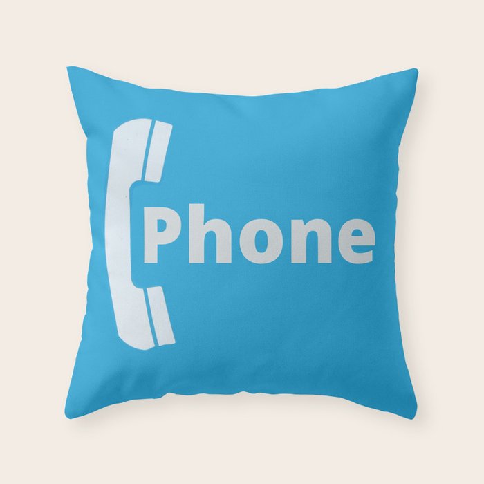 Vintage Pay Phone Booth Old School Retro Telephone Blue Sign Throw Pillow Gallery Image 1