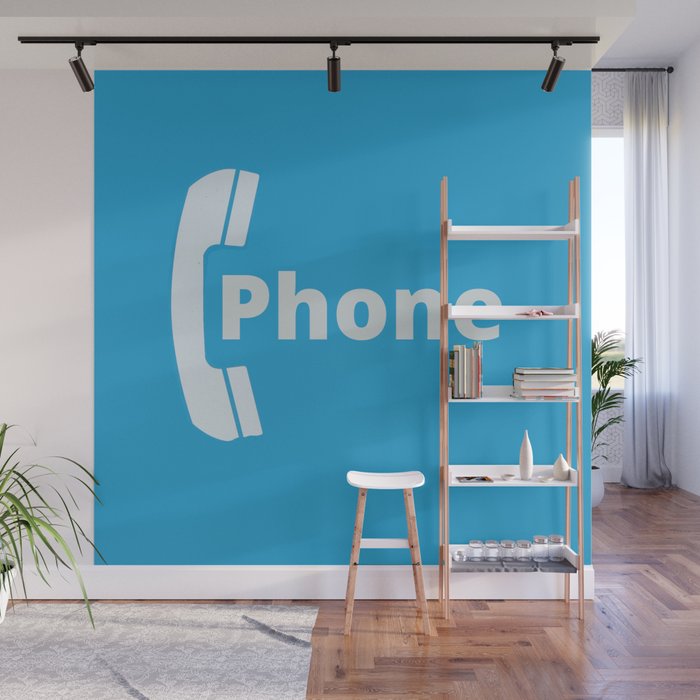 Vintage Pay Phone Booth Old School Retro Telephone Blue Sign Wall Mural Gallery Image 1