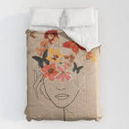 WOMAN WITH FLOWERS 7 Line Art  Comforter Gallery Image 6