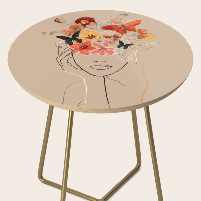 WOMAN WITH FLOWERS 7 Line Art  Side Table Gallery Image 2