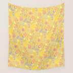 Coastal Oysters on the Beach in Pastel Yellow & Orange Wall Tapestry Gallery Image 4