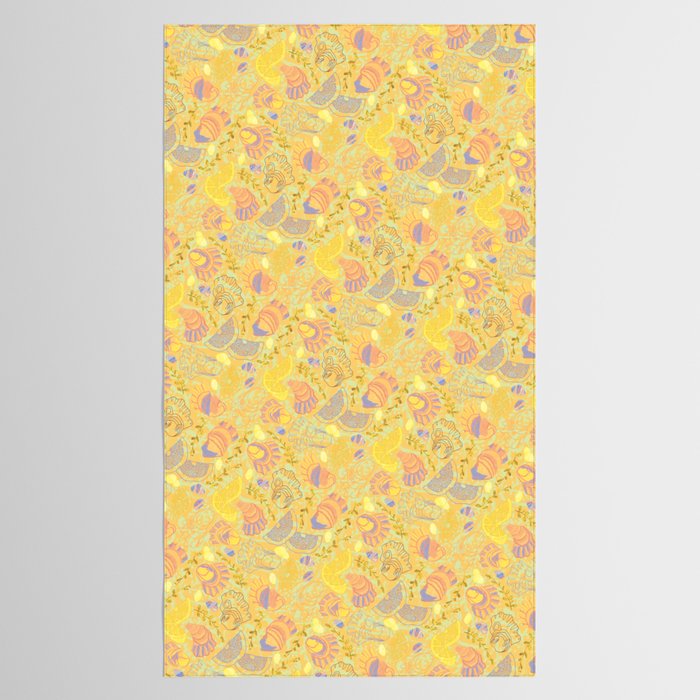 Coastal Oysters on the Beach in Pastel Yellow & Orange Tablecloth Gallery Image 2